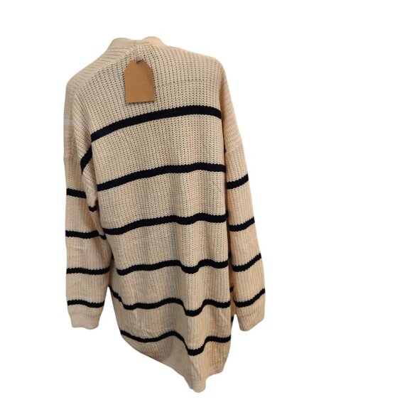 NWT Main Strip Beige and Black Stripe Cardigan Size L - Picture 5 of 6
